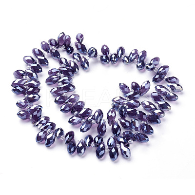 Electroplate Glass Faceted Teardrop Beads Strands EGLA-D014-11-1