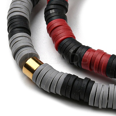 Handmade Polymer Clay Heishi Beads Stretch Bracelets Sets BJEW-JB05902-05-1