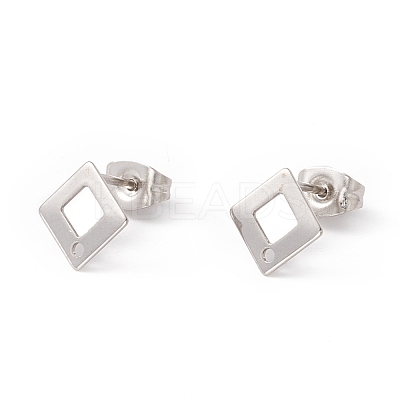 Non-Tarnish 201 Stainless Steel Stud Earring Findings with Hole EJEW-A071-27P-1