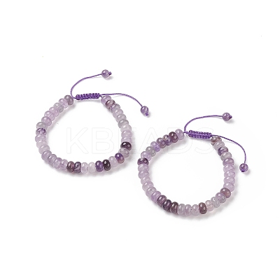 Adjustable Natural Amethyst Braided Bead Bracelets BJEW-F369-A18-1