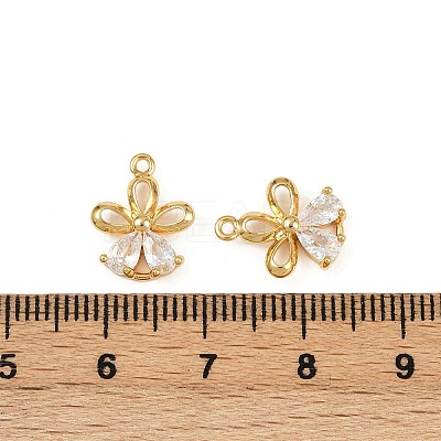 Brass Micro Pave Clear Cubic Zirconia Charms KK-B137-18G-1