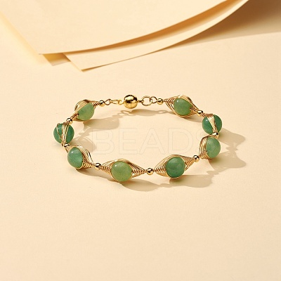Healing Power Natural Green Aventurine Beaded Bracelets for Men Women X1-BJEW-TA00012-02-1