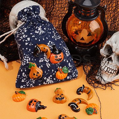 40Pcs 4 Styles Halloween Theme Opaque Resin Cabochons RESI-GF0001-09-1