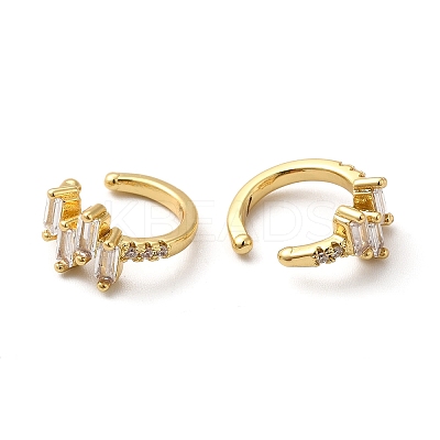 Rack Plating Brass Cubic Zirconia Cuff Earrings EJEW-P226-05G-1