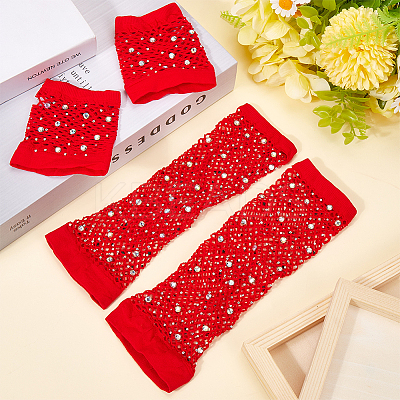 4Pairs 2 Styles Women Nylon Mesh Gloves AJEW-CY0001-08B-1