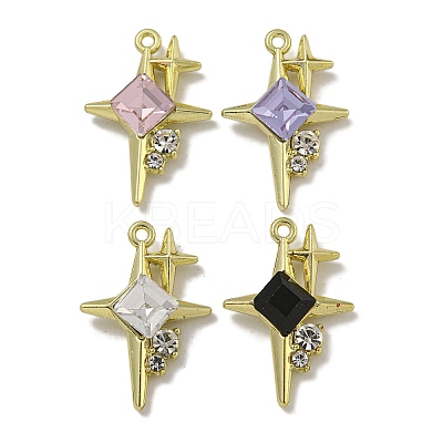 Rack Plating Alloy Rhinestone Pendants PALLOY-F312-20G-1