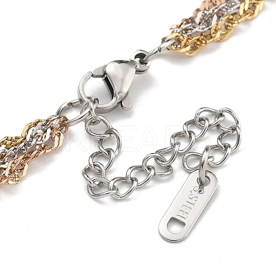 304 Stainless Steel Multi Layered Rope Chain Necklaces NJEW-H043-13MC-1