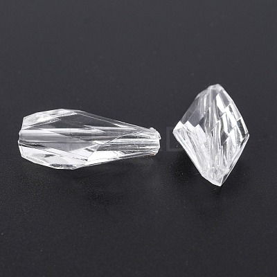 Transparent Clear Acrylic Faceted Teardrop Beads X-TACR-S078-01-1