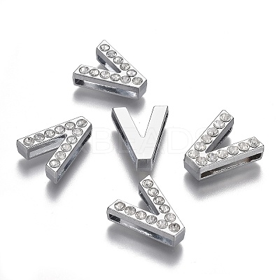 Alloy Letter Slide Charms RB-F034-01V-P-RS-1