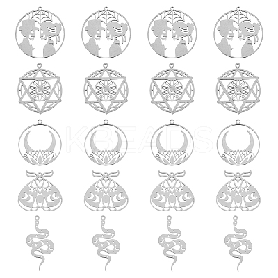 20Pcs 5 Styles 201 Stainless Steel Pendants STAS-DC0013-89-1