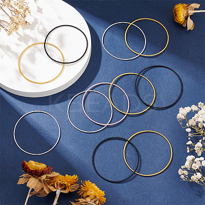 48Pcs 4 Colors Steel Wire Round Snake Chain Bracelets Set BJEW-BC0001-05-1