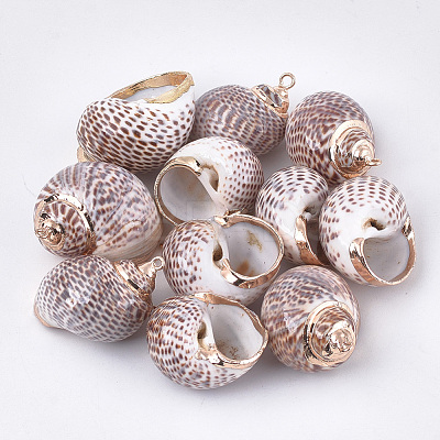 Electroplate Spiral Shell Pendants SSHEL-T009-20-1