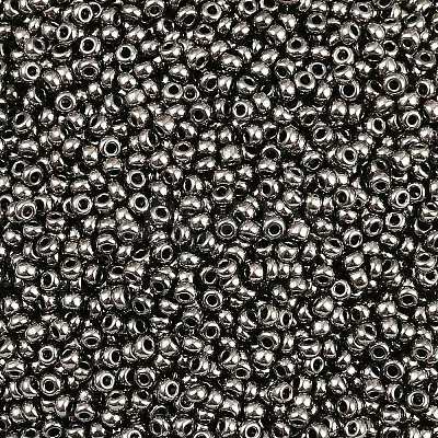 Dark Gray 11/0 Grade A Electroplated Glass Seed Beads X-SEED-Q008-F576-1