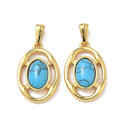 304 Stainless Steel with Synthetic Turquoise Pendants STAS-L309-21D-G-1