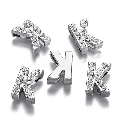 Alloy Letter Slide Charms RB-F034-01K-P-RS-1
