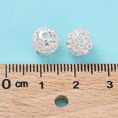Rack Plating Brass Micro Pave Clear Cubic Zirconia Beads KK-B078-09S-1