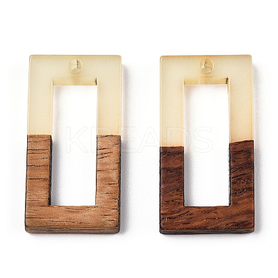 Walnut Wood & Luminous Glow in the Dark Resin Pendants RESI-N039-72-1