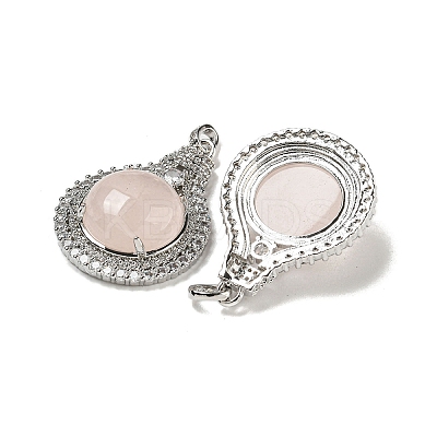 Natural Rose Quartz with Clear Cubic Zirconia Pendants G-G133-01P-23-1