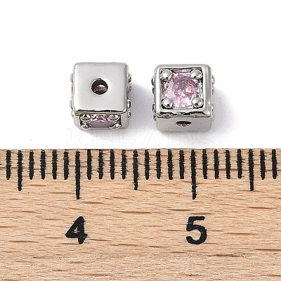Brass Cubic Zirconia Beads KK-Q030-14B-P-1
