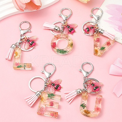 Resin & Acrylic & Faux Suede Tassel Keychain KEYC-YW00125-01-1
