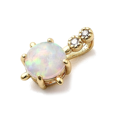 Synthetic Opal Flat Round Oval Charms KK-H089-05A-01-1