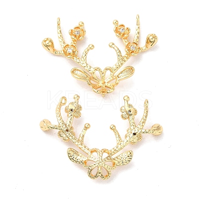 Brass Pave Clear Cubic Zirconia Pendants KK-C028-11G-1