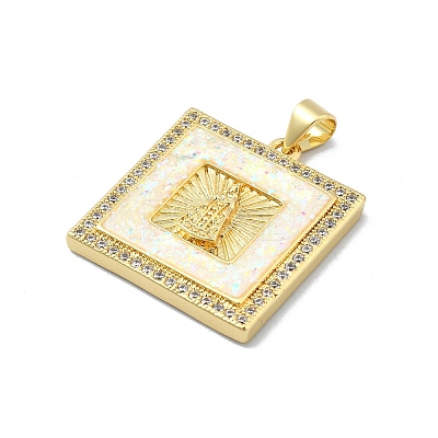 Brass Micro Pave Clear Cubic Zirconia Pendants KK-A221-26G-02-1