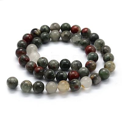 Natural African Bloodstone Beads Strands X-G-G763-08-10mm-1