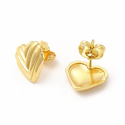 Heart Rack Plating Brass Stud Earrings for Women EJEW-H091-28G-1