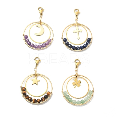 Wire Wrapped Gemstone Bead Pendant Decoration HJEW-TA00061-1