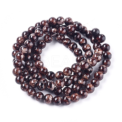 Opaque Spray Painted Glass Beads Strands GLAA-WH0015-43F-1
