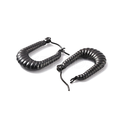 Ion Plating(IP) 304 Stainless Steel Rectangle Hoop Earrings EJEW-P198-01EB-1