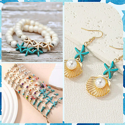 150Pcs 3 Styles Dyed Synthetic Turquoise Beads G-SC0003-51-1