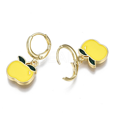 Brass Enamel Huggie Hoop Earrings EJEW-T014-21G-02-NF-1