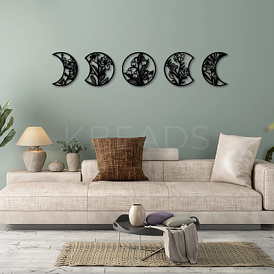 Wood Moon Phase Pendant Decoration HJEW-WH20013-002-1