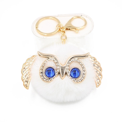 Cute Pompom Soft Owl Pendant Keychain KEYC-PW0008-007G-01-1