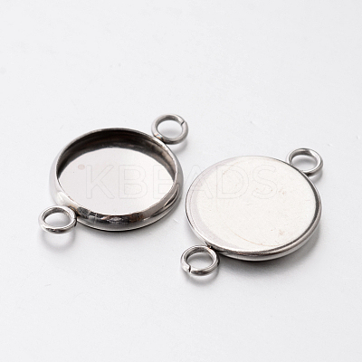 Tarnish Resistant Flat Round 304 Stainless Steel Cabochon Connector Settings LS-X-STAS-E079-02A-1