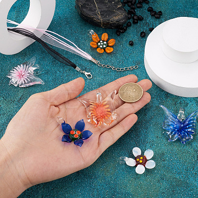 DIY Flower and Butterfly Necklace Making Kit DIY-KS0001-34-1