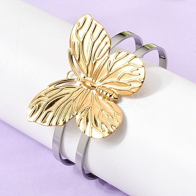 Two-Tone 304 Stainless Steel Cuff Bangles for Women BJEW-Z170-01GP-03-1
