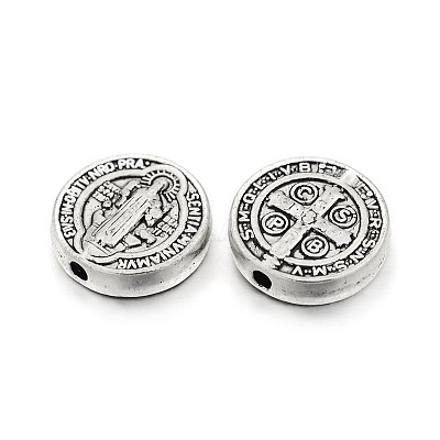Tibetan Style Alloy Flat Round Beads TIBEB-E072-02AS-RS-1