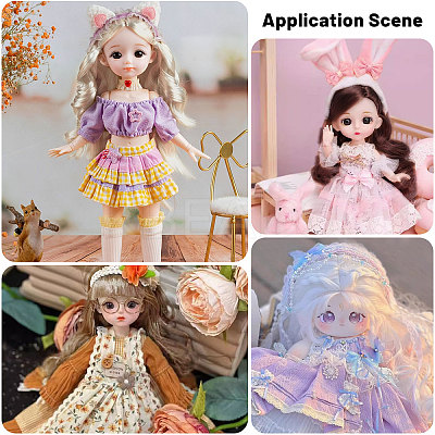 6Pcs 6 Styles High Temperature Fiber Long Pear Perm Hairstyle Doll Wig Hair DIY-GL0005-63A-1