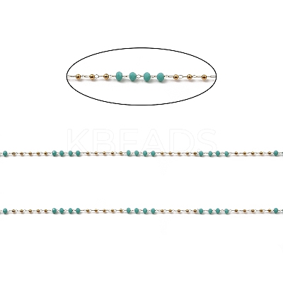 Rondelle Glass Beaded Link Chains CHS-G028-07G-02-1