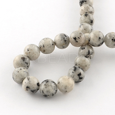 Dyed Natural Sesame Jasper Round Beads Strands G-R342-10mm-15-1