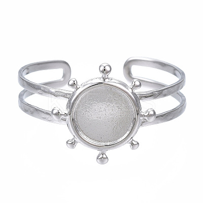 Non-Tarnish 304 Stainless Steel Open Cuff Finger Ring Cabochon Settings LS-STAS-T060-10P-1