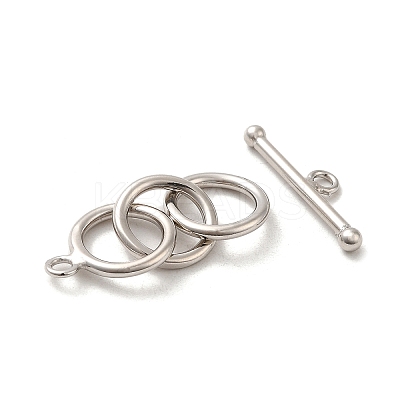 Rhodium Plated 925 Sterling Silver 3-Ring Toggle Clasps STER-P049-01P-1