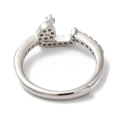 Rack Plating Brass Cubic Zirconia Arabic Letters Adjustable Rings for Women RJEW-S407-10P-09-1