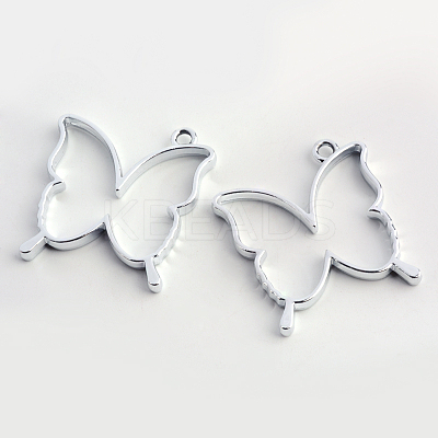 Rack Plating Alloy Butterfly Open Back Bezel Pendants X-PALLOY-S047-34D-FF-1