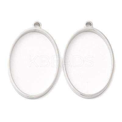 Non-Tarnish 304 Stainless Steel Open Back Bezel Oval Pendants STAS-Z040-05P-1