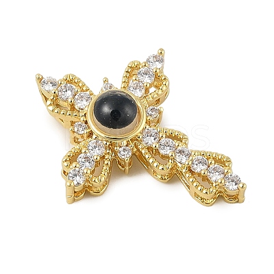 Brass Micro Pave Cubic Zirconia and Glass Pendants KK-M315-01G-04-1