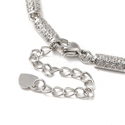 Clear Cubic Zirconia Column Link Chain Bracelet BJEW-E073-01P-1